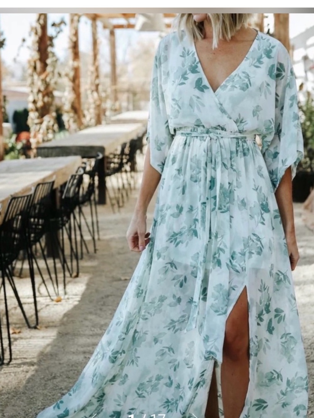 Baltic Born Women’s Light Green Floral Maxi Wrap Dress